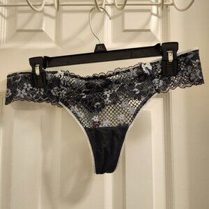 Adore Me Dusky Blue Floral Lace Thong Panty